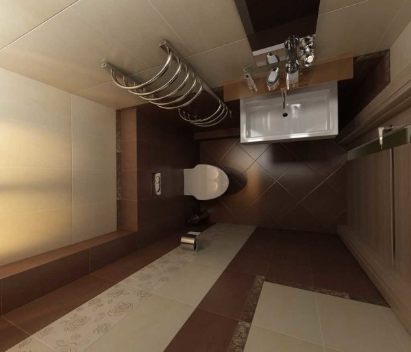 If the doors to the toilet are offset to one of the walls (you can move them during the renovation), the sink can be installed on the side wall