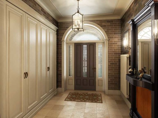 Classic style hallway starts with a door