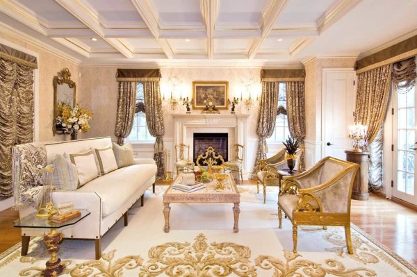 The ceiling in a classic style rarely stays flat