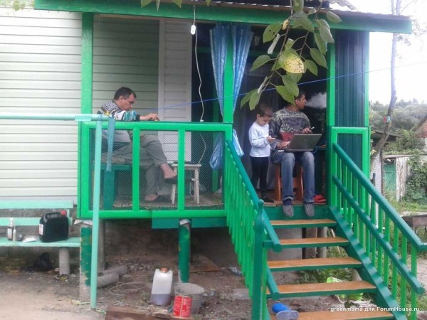 Light porch to the country house on metal pillars