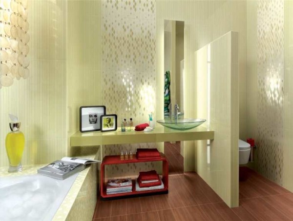Add some gold for a chic bathroom tiling