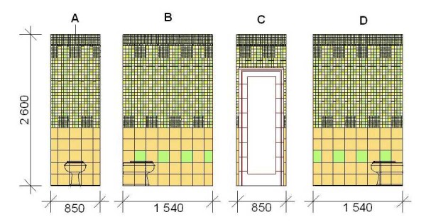 An example of drawing a tile for finishing a bathroom