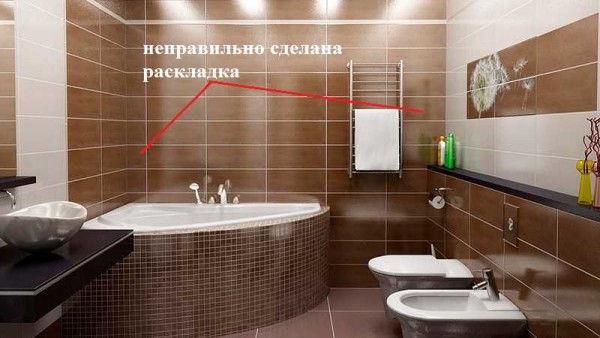 Cut tiles are placed in one of the corners