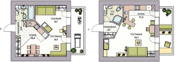 Redevelopment options for an apartment in a studio