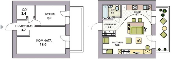 Redevelopment into a studio apartment