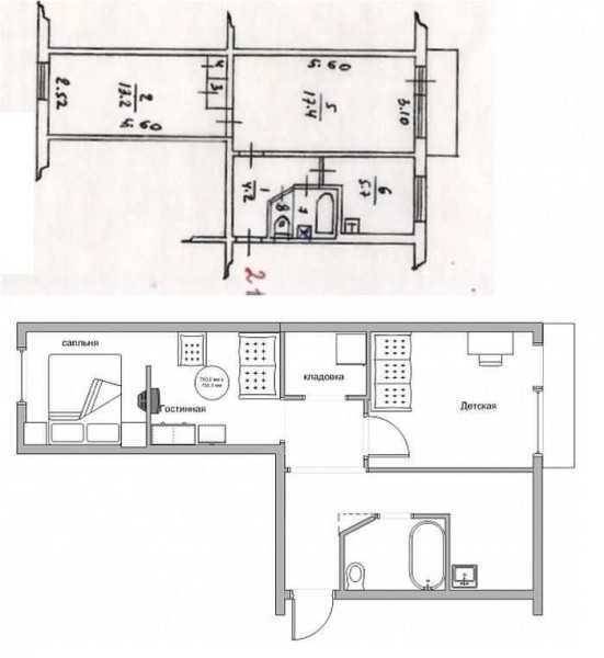One of the options for dividing rooms in a vest