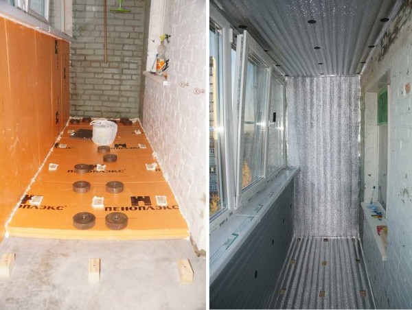Installation of insulation on the loggia