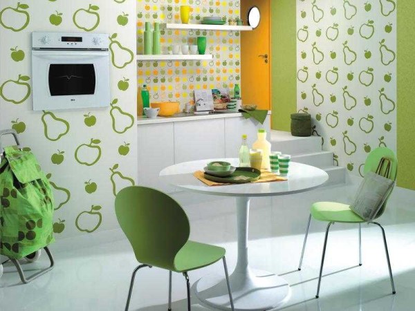 Wallpaper is one of the most popular types of kitchen furniture