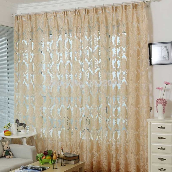 One of the latest trends in window decoration is a colored lace curtain