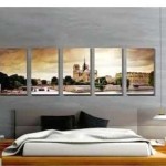 You can decorate the wall in the bedroom with a panel with an urban (or natural) landscape