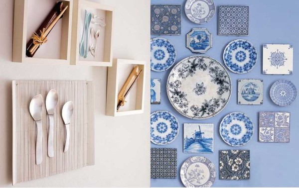 Kitchen wall decor can be made from cutlery or crockery