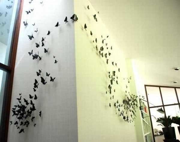 Decorating the wall with butterflies is cute and unexpected