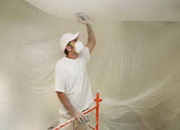 Cleaning waterproof emulsion from the ceiling is still a pleasure