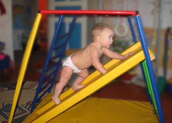 For kids - from 1 year old there are small slides with gentle walls - they usually stand separately