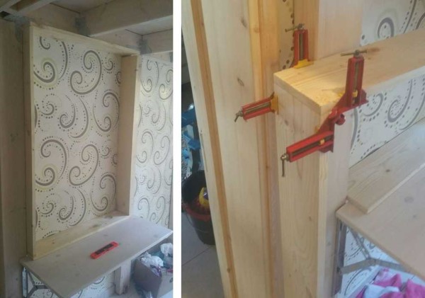 Assembling the frame for the shelves