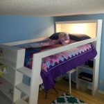 This bed has a wide berth upstairs and shelves underneath.