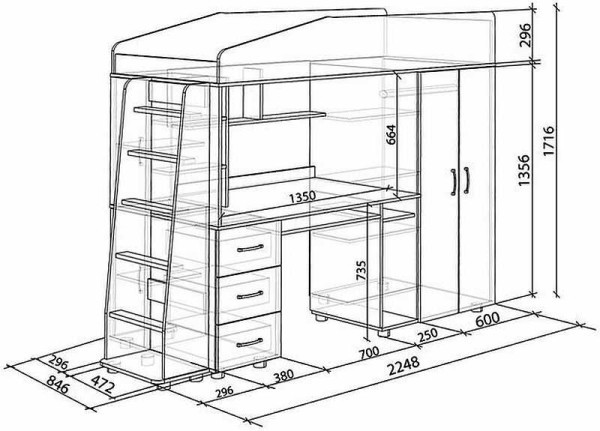 A whole corner with a wardrobe and a workplace