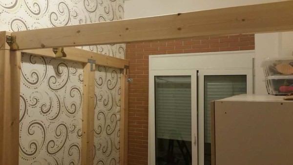 We put the flooring logs in the staples