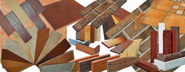 Samples of clinker tiles to simulate brickwork