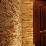 You can completely lay out the walls in the hallway with decorative stone