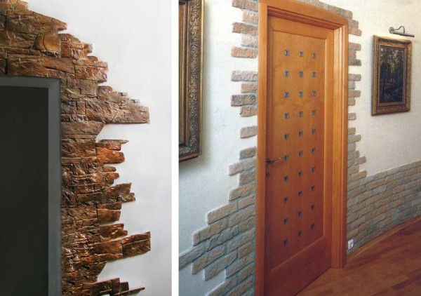 Two options for door finishing with artificial stone