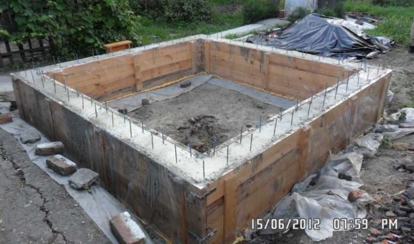 Concrete poured into formwork