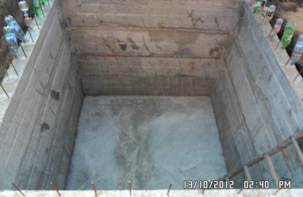 The concrete floor of the cellar is ready