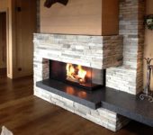 one of the possible design options for a fireplace in a modern style