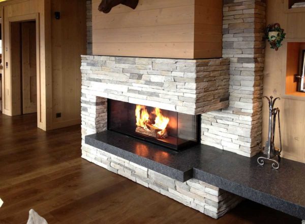 one of the possible design options for a fireplace in a modern style