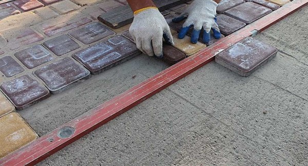 Paving slabs garage floor