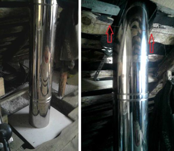How to lead the chimney through the roof - ceiling and roof