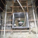 Now the water in the caisson
