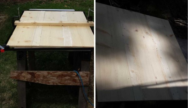 We glue the tabletop from the boards