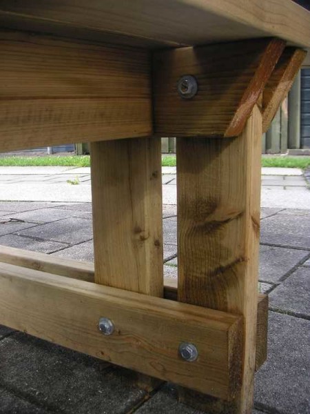 We connect the legs to the boards using pins