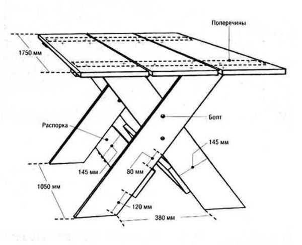 Simple table with X-shaped legs