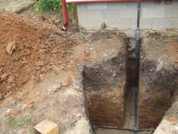 Ground outlet at the wall of the house