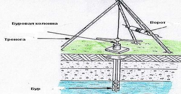 Manual drilling rig with auger