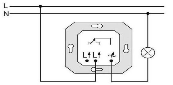 Diagram for connecting a lamp to a dimmer