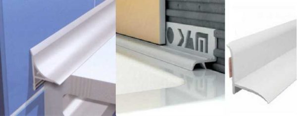 Some types of corners for the junction of the bath and the wall