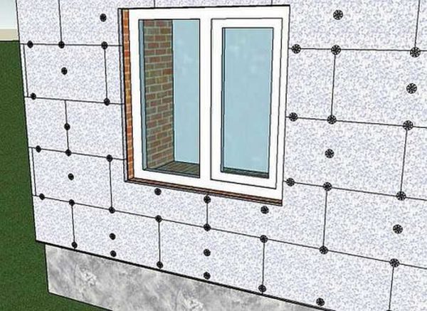 The layout of fungi when insulating the facade with foam