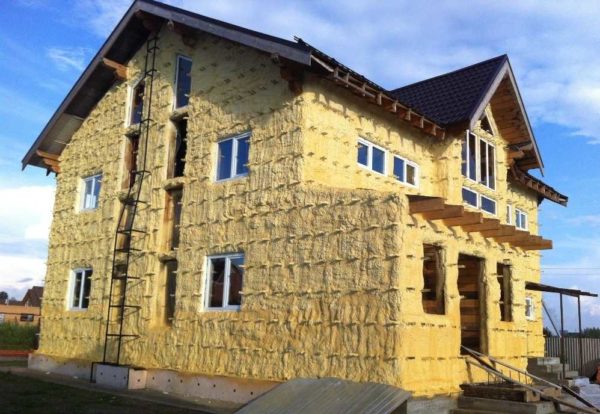 House insulated with polyurethane foam