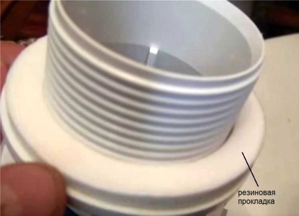 We put on a rubber gasket on the thread