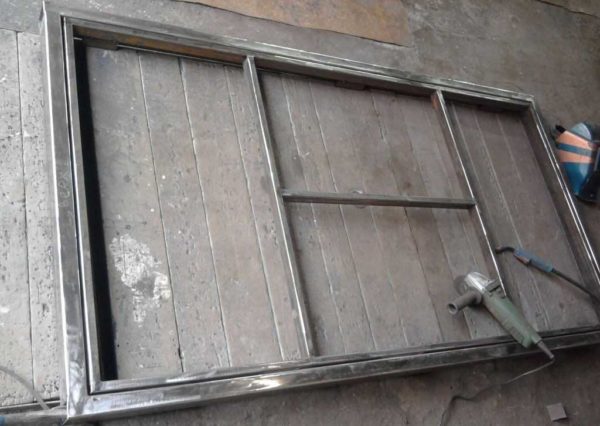 Box and frame of a homemade metal door