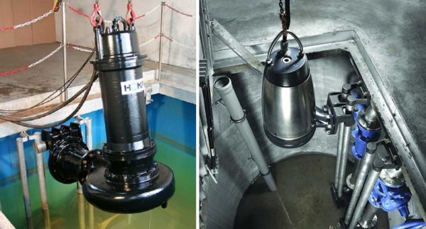 Installation options for submersible pumps for sewerage (septic tank, drainage and storage wells)