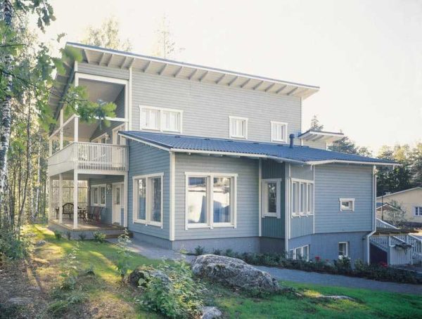 This house exists. pitched roofs are especially good in areas with a difference in height