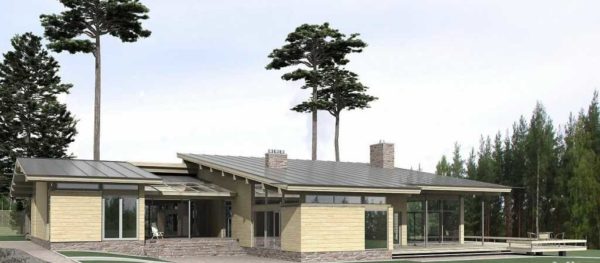 One-storey house with a large pitched roof