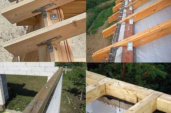 Options for attaching the rafters to the Mauerlat: sliding glory at the top and rigid at the top right