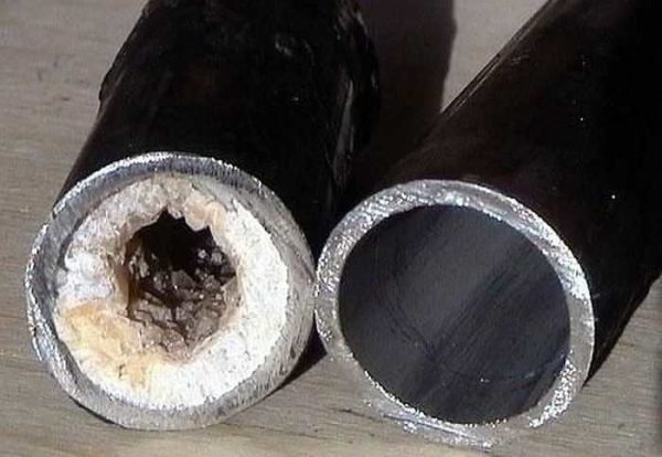 Left - a pipe overgrown with fat