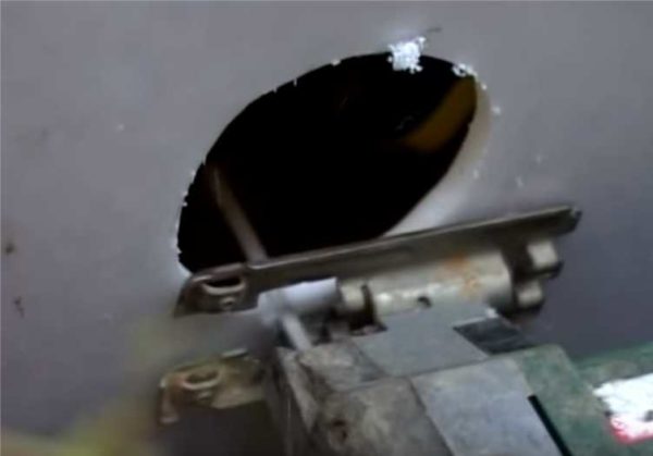 We cut a hole in the body
