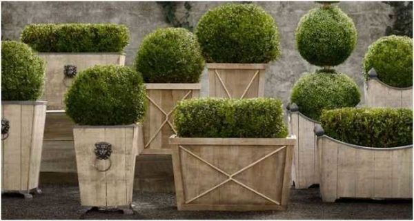 Wooden flowerpots from boards